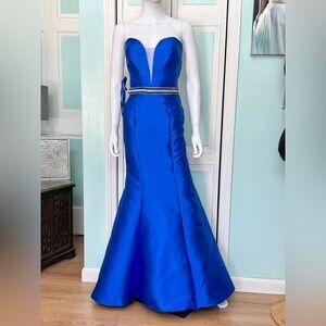 Sz 8 Madison James Fitted Trumpet Mermaid Prom Dress Gown Pageant Royal Blue